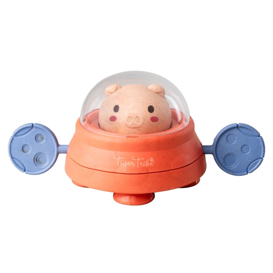 Play + Learn Tiger Tribe Bath Toys | Bath Paddle Ship - Space Piggy