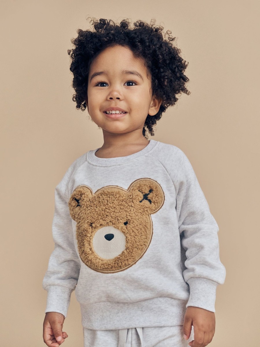 Child [2-14] Huxbaby Jumpers | Huxbaby Fur Hux Sweatshirt - Light Grey Marle