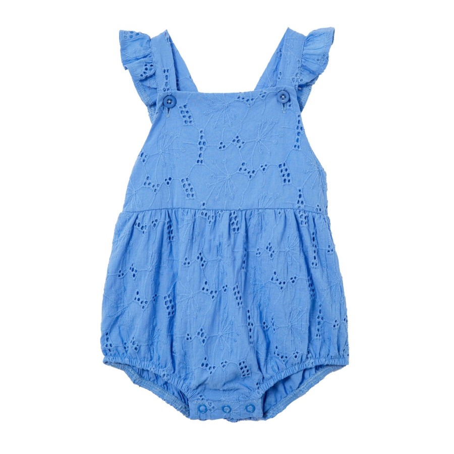 Baby [0-23M] Milky All In One | Milky Cornflower Broderie Frill Playsuit - Cornflower