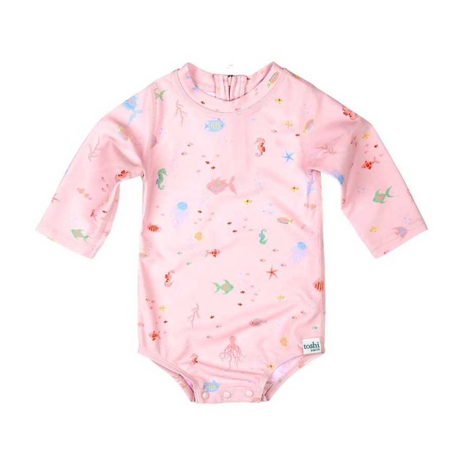 Baby [0-23M] Toshi Swim | Toshi Swim Baby Onesie Long Sleeve - Coral