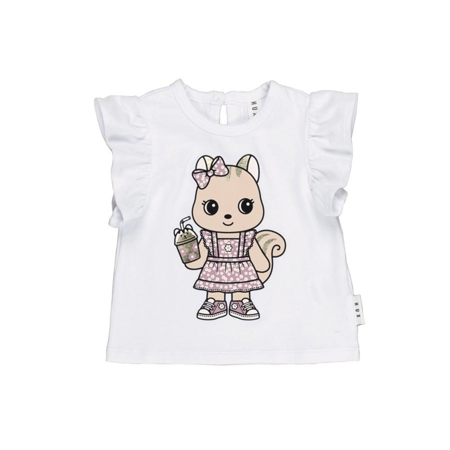 Child [2-14] Huxbaby Tops | Huxbaby Frill T-Shirt Cheery Chipmunk - White