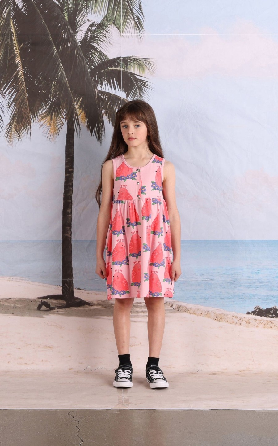 Child [2-14] Minti Dresses | Minti Happy Birds Dress - Pink