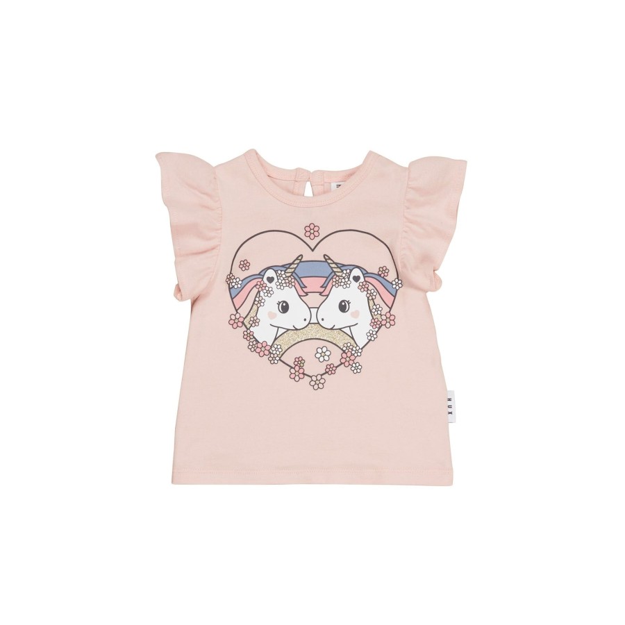 Child [2-14] Huxbaby Tops | Huxbaby Unicorn Heart Frill T-Shirt