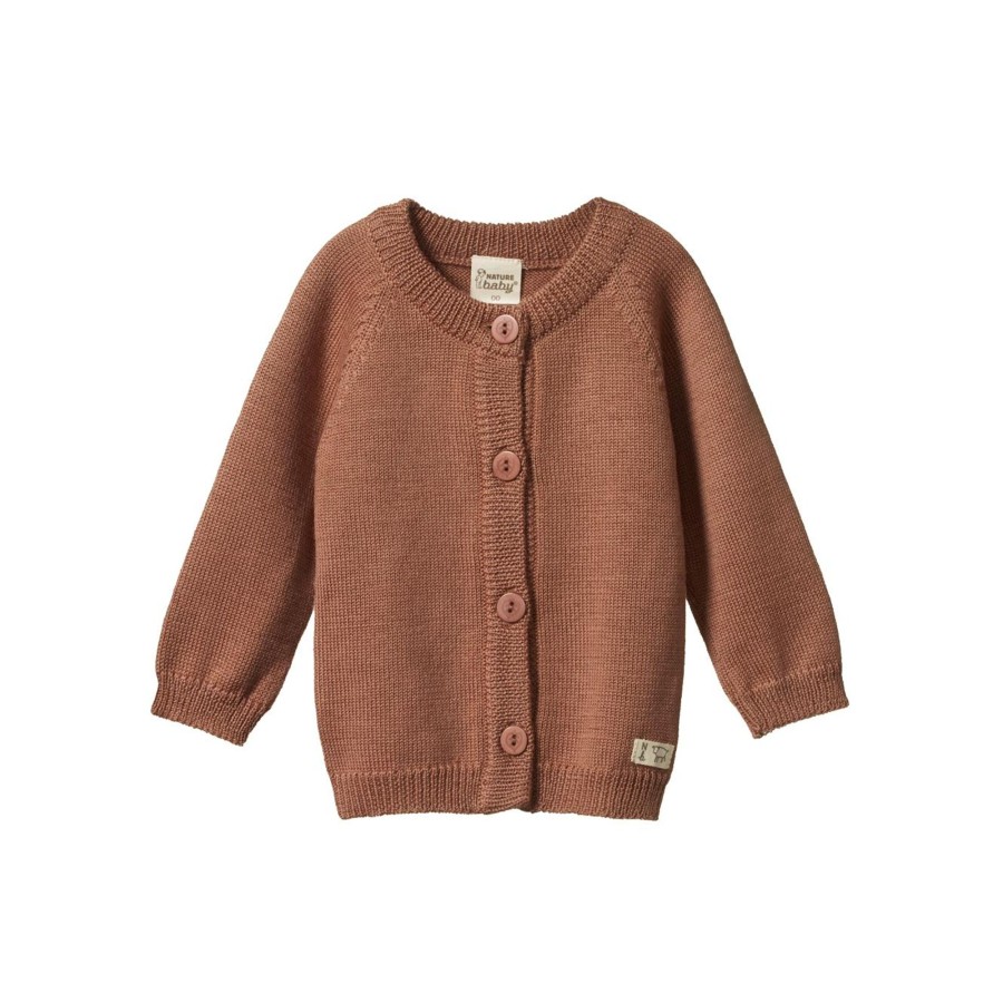 Baby [0-23M] Nature Baby Knitwear | Nature Baby Merino Knit Cardigan - Hazelnut