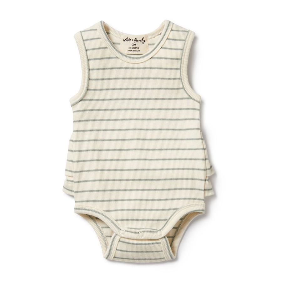 Baby [0-23M] Wilson & Frenchy Bottoms | Wilson And Frenchy Organic Ruffle Bodysuit Petit Sage