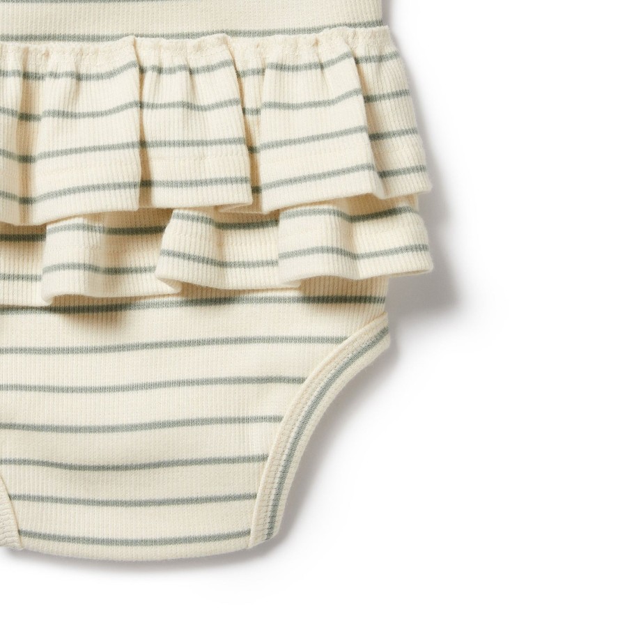 Baby [0-23M] Wilson & Frenchy Bottoms | Wilson And Frenchy Organic Ruffle Bodysuit Petit Sage