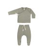 Baby [0-23M] Quincy Mae Bottoms | Quincy Mae Wrap Top + Footed Pant Set - Basil