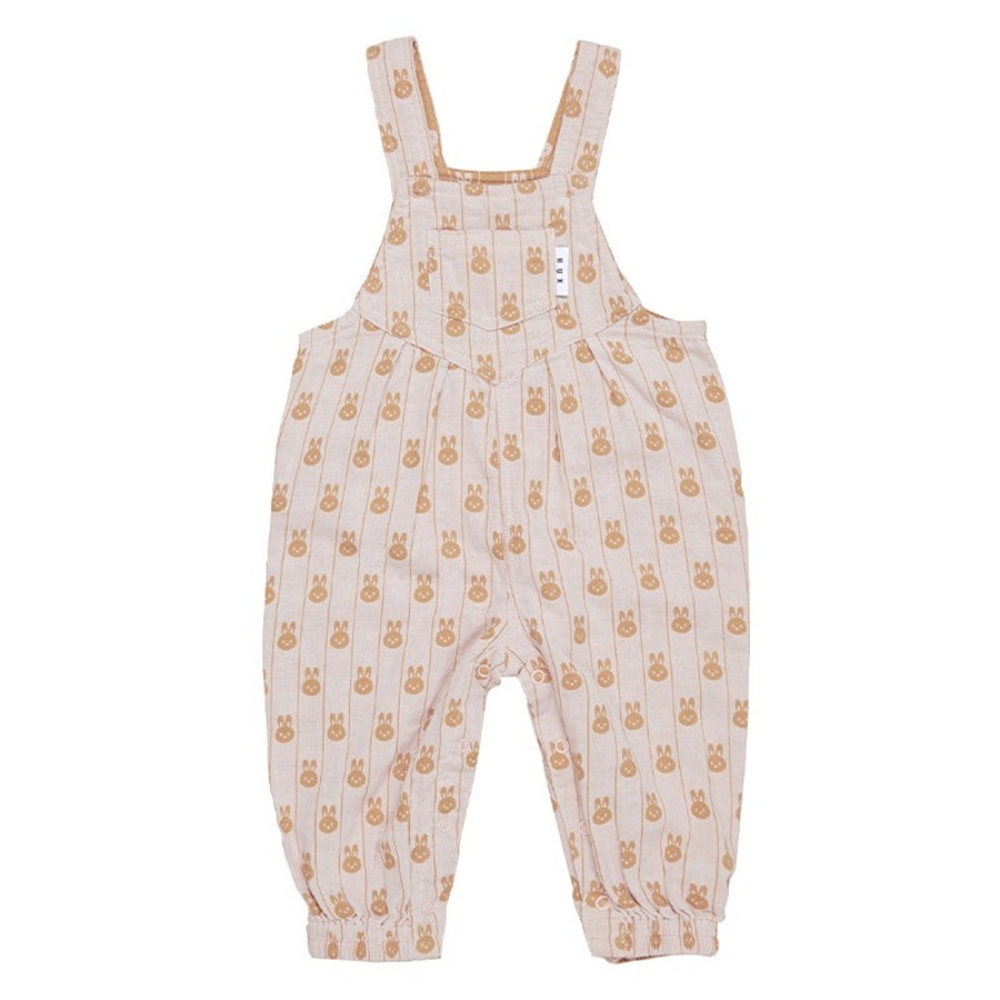 Child [2-14] Huxbaby Overalls + Playsuits | Huxbaby Bunny Stripe Reversible Overalls - Rose + Biscuit