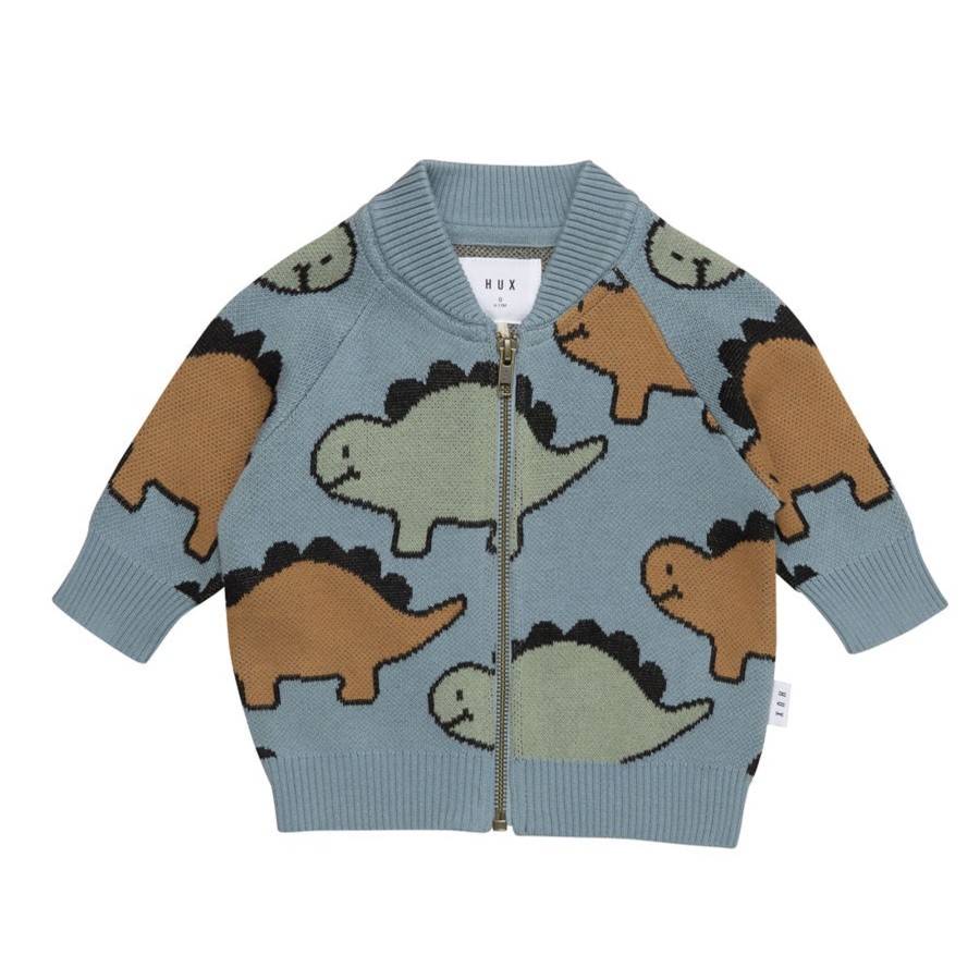 Baby [0-23M] Huxbaby Outerwear | Huxbaby Dino Knit Jacket - Teal