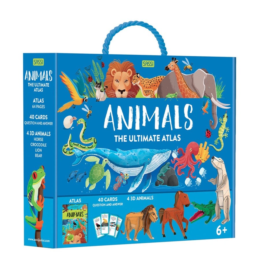 Play + Learn Sassi Games | Animals Ultimate Atlas, 3D Models, Book And Game Set