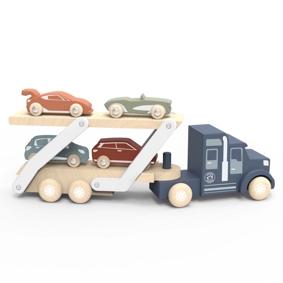 Play + Learn Speedy MonHot Wooden Toys | Speedy Monkey - Car Transporter