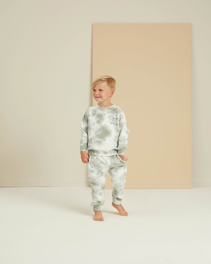 Child [2-14] Rylee + Cru Bottoms | Rylee + Cru Jogger Sweatpant - Aqua Tie Dye