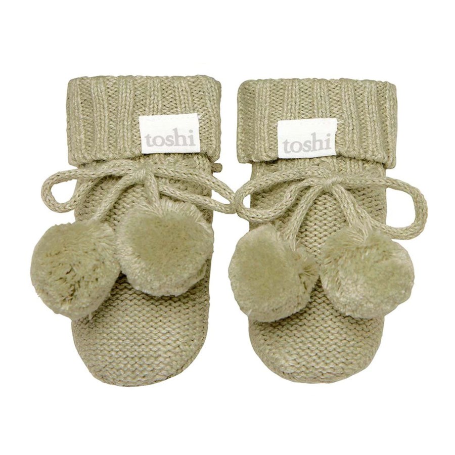 Baby [0-23M] Toshi Booties + Mittens | Toshi Organic Booties - Marley / Olive