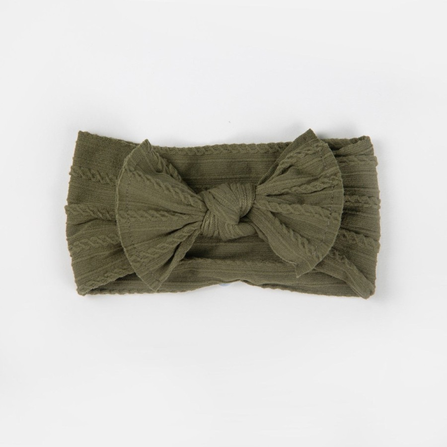 Baby [0-23M] Wild Kind Hair Accessories | Wild Kind Ayla Wide Bow Headband - Olive