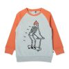 Child [2-14] Minti Jumpers | Minti Skeleton Scooter Furry Crew - Grey Marle/Burnt Orange