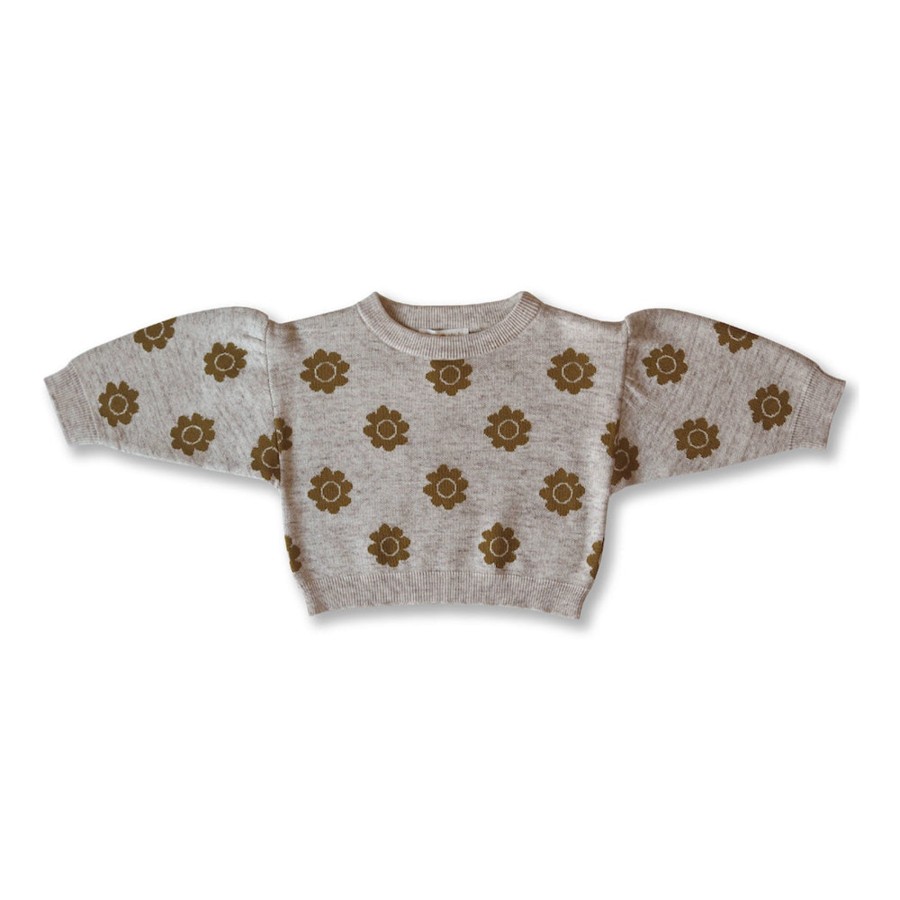 Child [2-14] Grown Knitwear | Grown Pansy Pull Over - Mocha & Marle