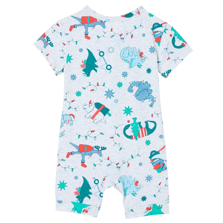 Baby [0-23M] Milky All In One | Milky Christmas Zip Romper - Silver Marle