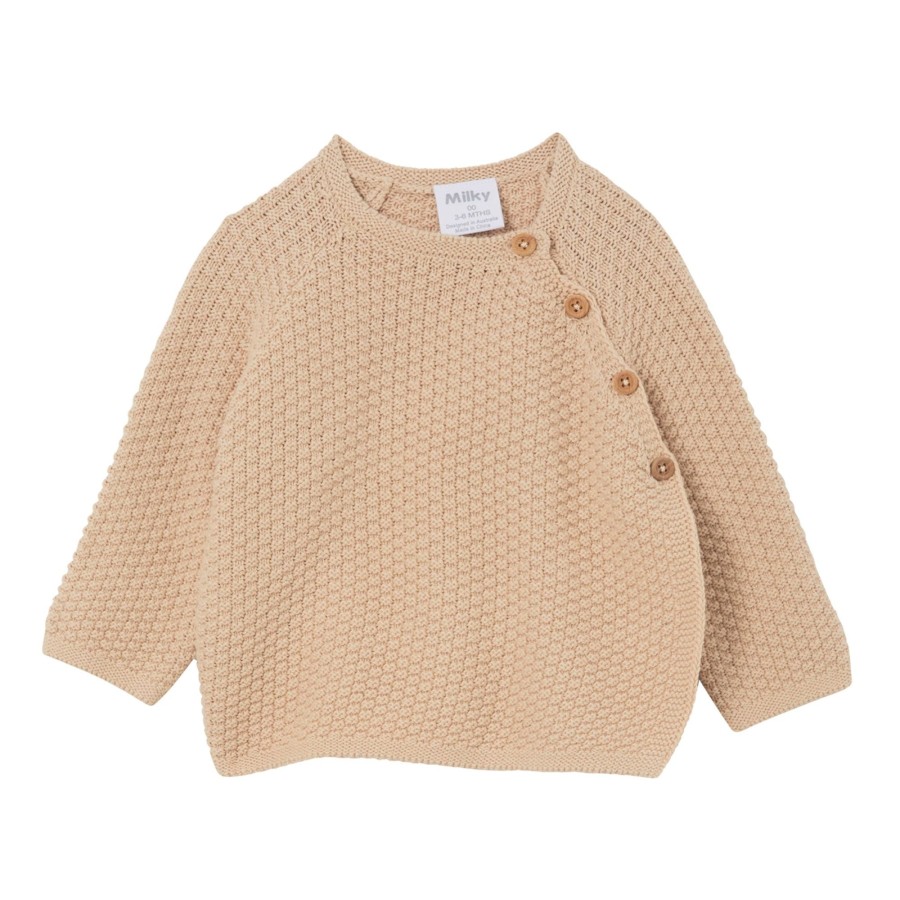 Baby [0-23M] Milky Outerwear | Milky Baby Knit Cardigan - Natural