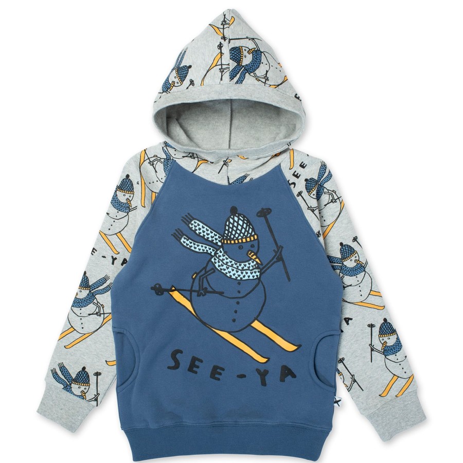 Baby [0-23M] Minti Jumpers | Minti Speedy Snowman Furry Hood - Navy/Grey Marle