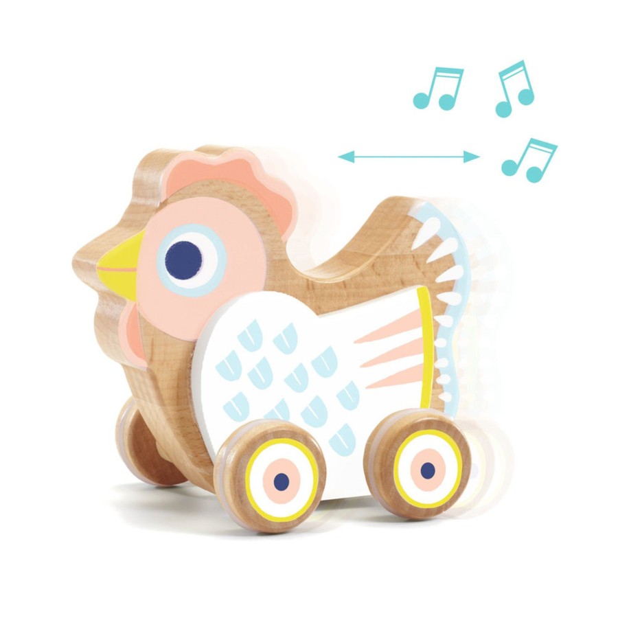 Baby [0-23M] Djeco Wooden Toys | Babysing Hen On Wheels