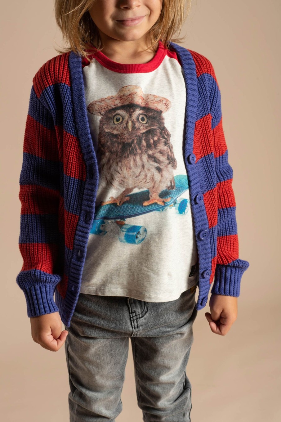 Child [2-14] Rock Your Baby Knitwear | Rock Your Baby Blue And Red Stripe Knit Cardigan