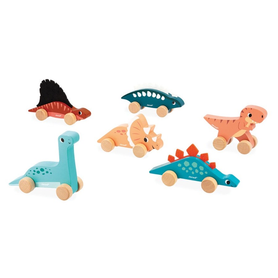 Play + Learn Janod Wooden Toys | Janod - Dino Push-Alongs | Assorted