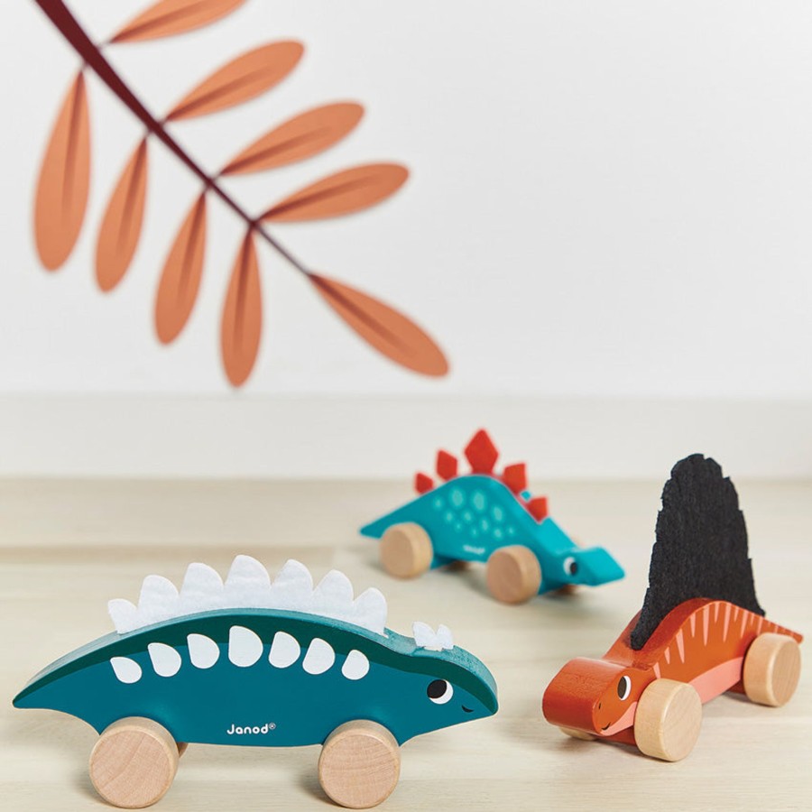 Play + Learn Janod Wooden Toys | Janod - Dino Push-Alongs | Assorted