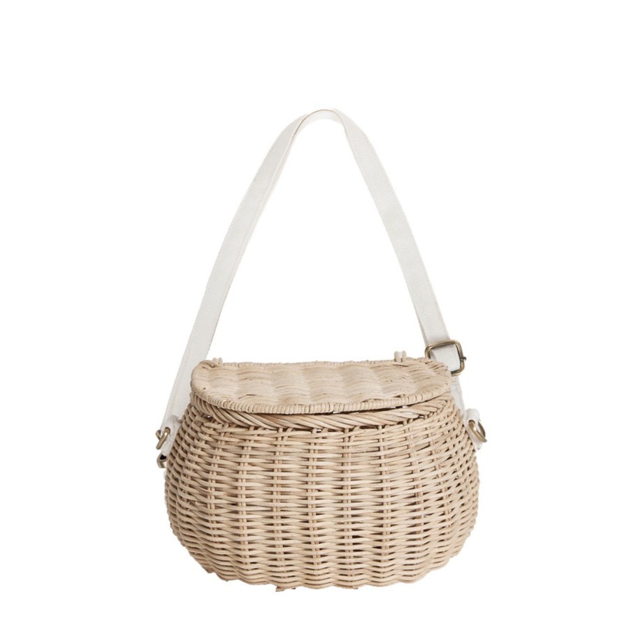 Play + Learn Olli Ella Dolls + Accessories | Olli Ella Mini Rattan Chari Bag - Straw