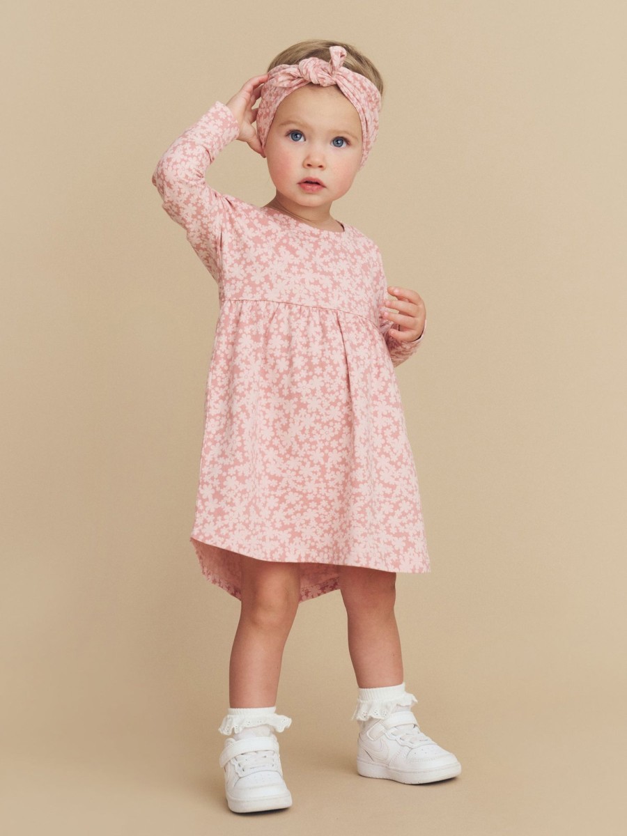 Baby [0-23M] Huxbaby Dresses | Huxbaby Smile Floral Swirl Dress - Dusty Rose