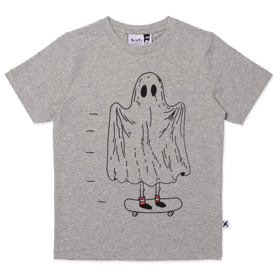 Child [2-14] Minti Tops | Minti Spooky Skater Tee - Grey Marle