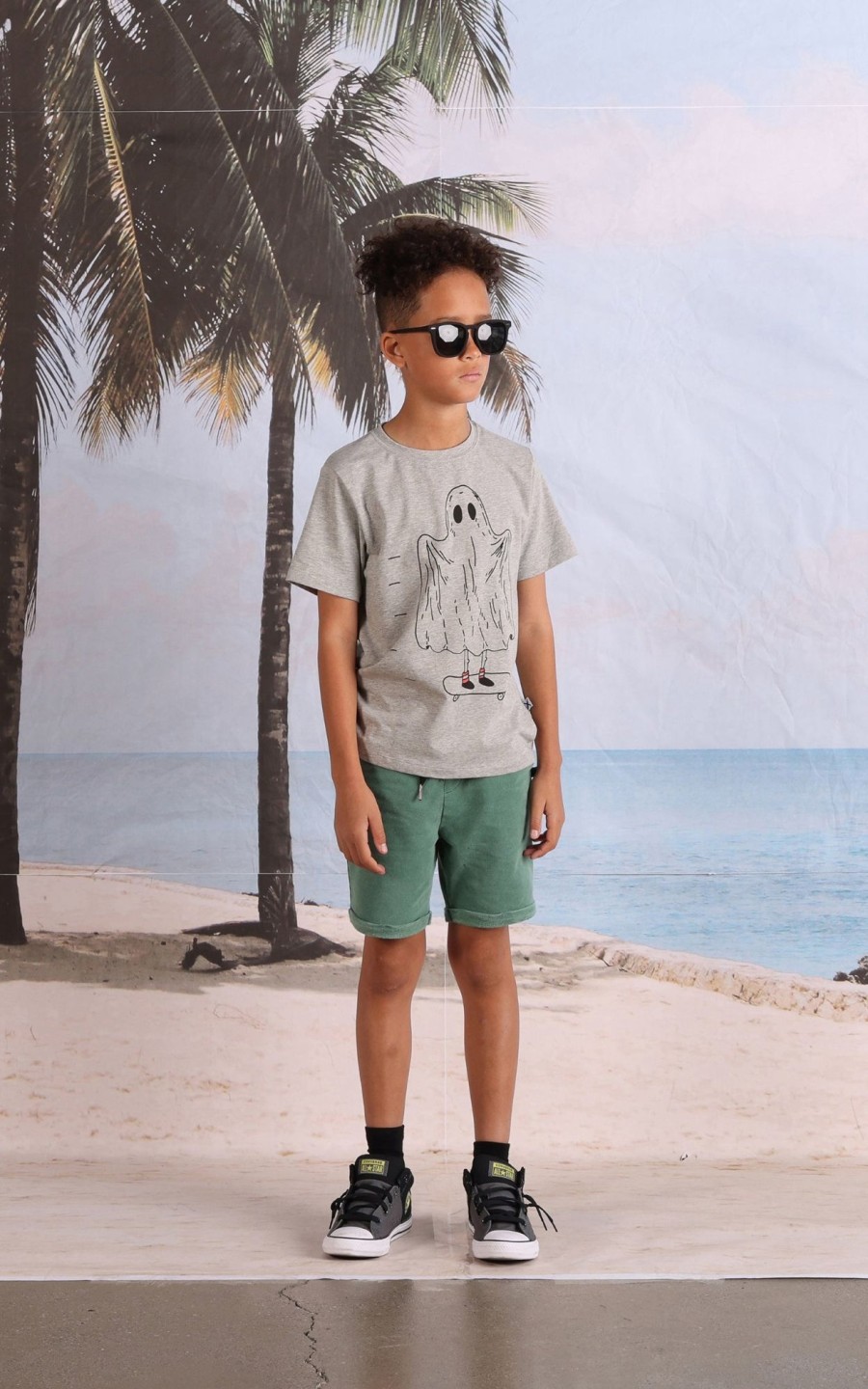 Child [2-14] Minti Tops | Minti Spooky Skater Tee - Grey Marle