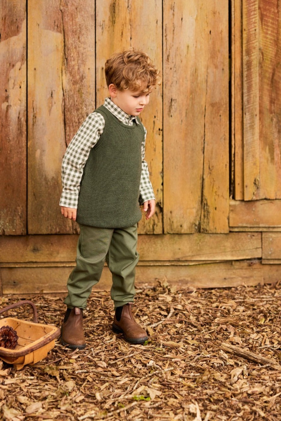 Baby [0-23M] Nature Baby Outerwear | Nature Baby Merino Knit Vest - Thyme Chunky Knit