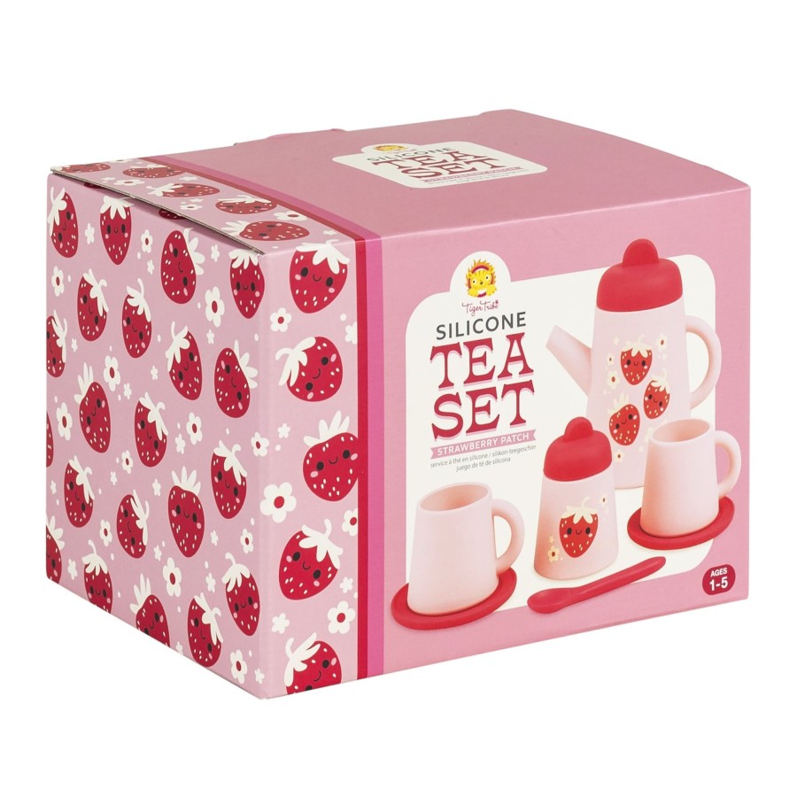 Play + Learn Tiger Tribe Bath Toys | Silicone Tea Set - Strawberry Patch