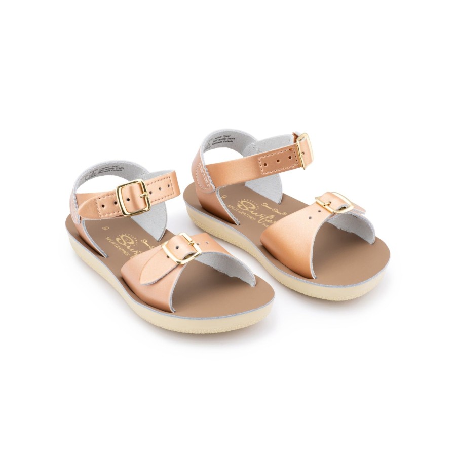 Child [2-14] Saltwater Sandals Footwear | Saltwater Sandals Sun San Surfer Velcro Rose Gold