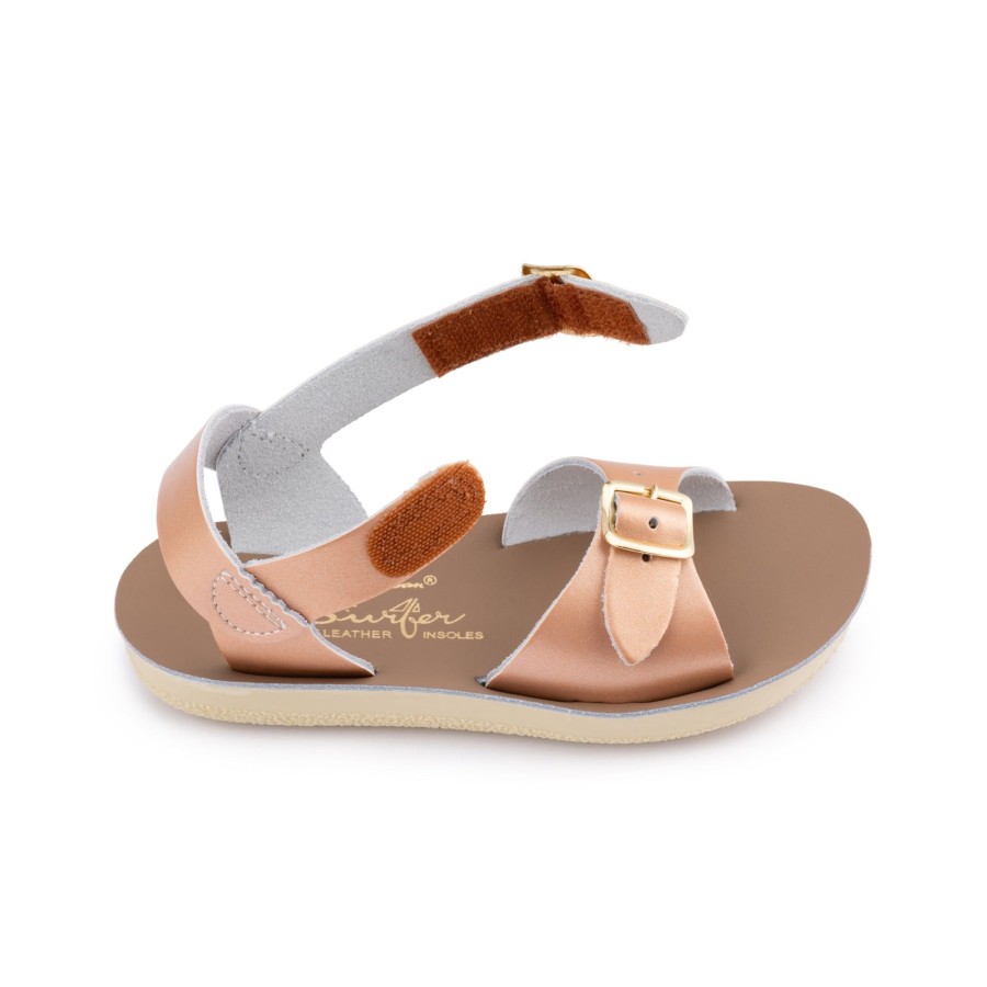 Child [2-14] Saltwater Sandals Footwear | Saltwater Sandals Sun San Surfer Velcro Rose Gold