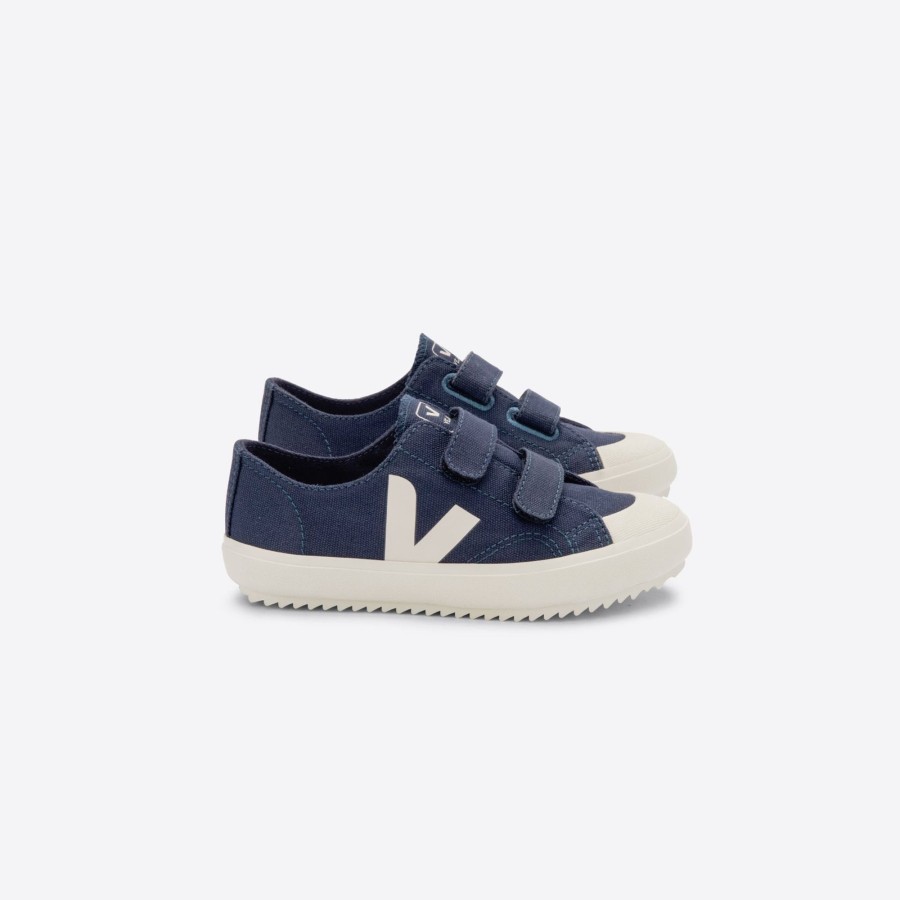 Child [2-14] Veja Footwear | Veja Ollie Velcro Canvas - Marine Pierre