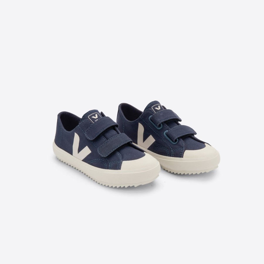 Child [2-14] Veja Footwear | Veja Ollie Velcro Canvas - Marine Pierre