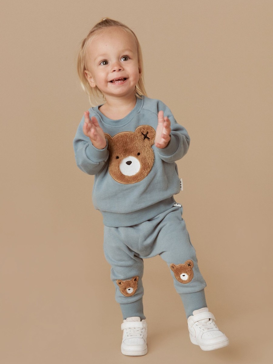 Child [2-14] Huxbaby Bottoms | Huxbaby Furry Huxbear Knee Drop Crotch Pant - Teal