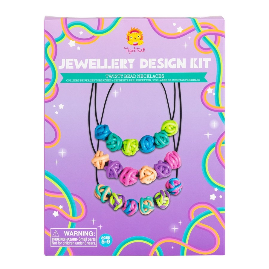 Play + Learn Tiger Tribe Craft | Jewellery Design Kit - Twisty Beads Necklaces