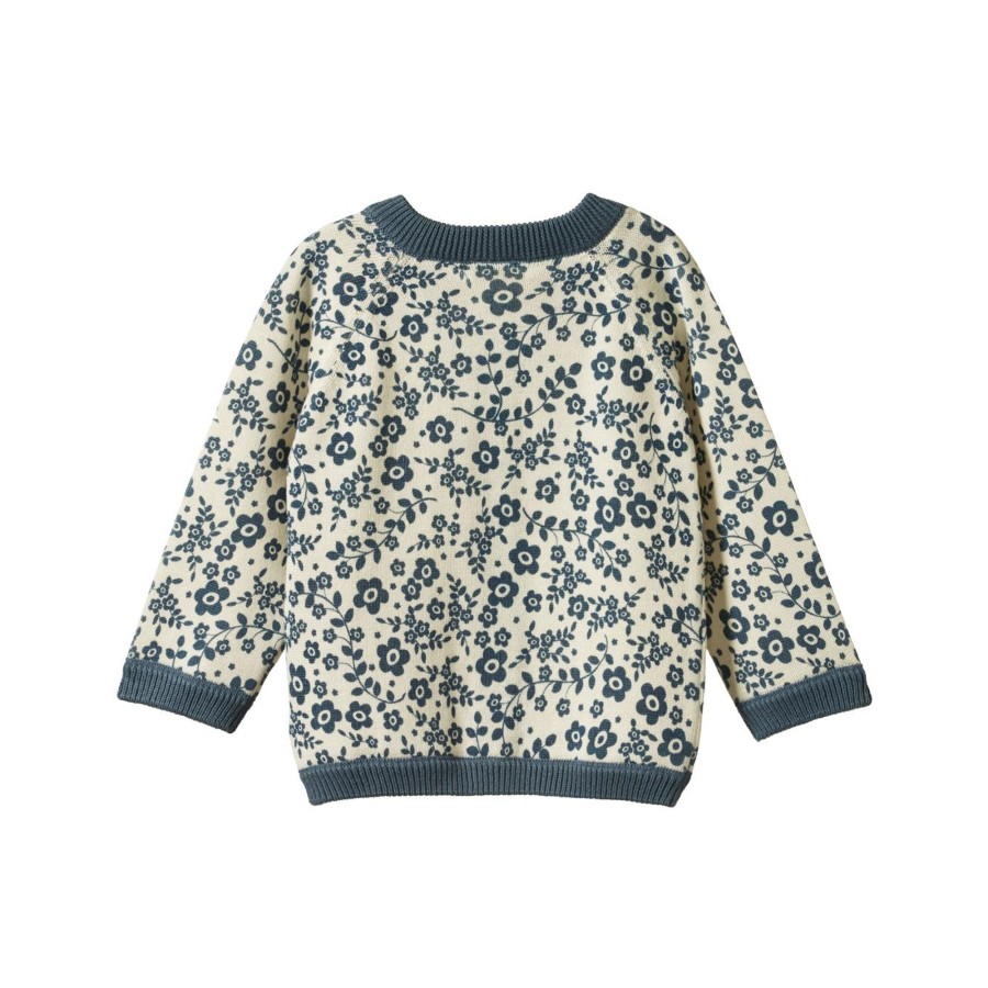 Child [2-14] Nature Baby Outerwear | Nature Baby Piper Cardigan - Large Daisy Belle Blue Print