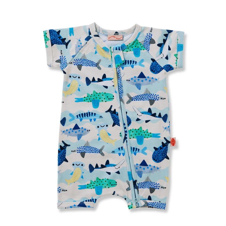 Baby [0-23M] Halcyon Nights All In One | Halcyon Nights Fintastic Short Sleeve Zip Suit