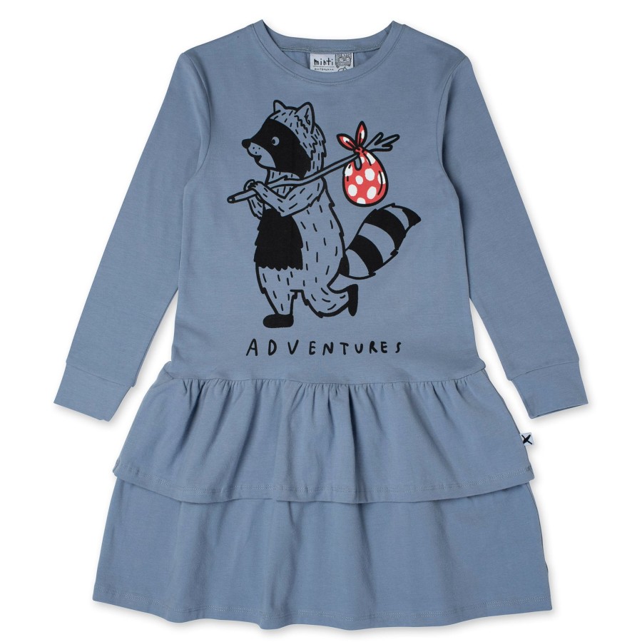 Baby [0-23M] Minti Dresses | Minti Wandering Raccoon Dress - Dark Cornflower