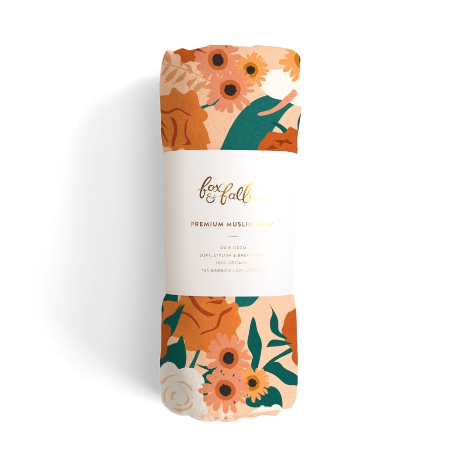 Baby [0-23M] Fox & Fallow Swaddles + Wraps | Fox & Fallow Organic Muslin Wrap - Apricot Garden