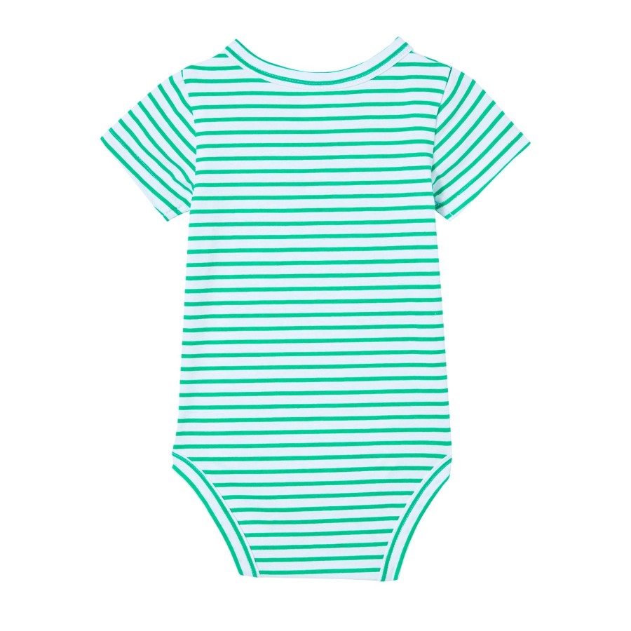 Baby [0-23M] Milky All In One | Milky Green Stripe Bubbysuit - Green Mini Stripe