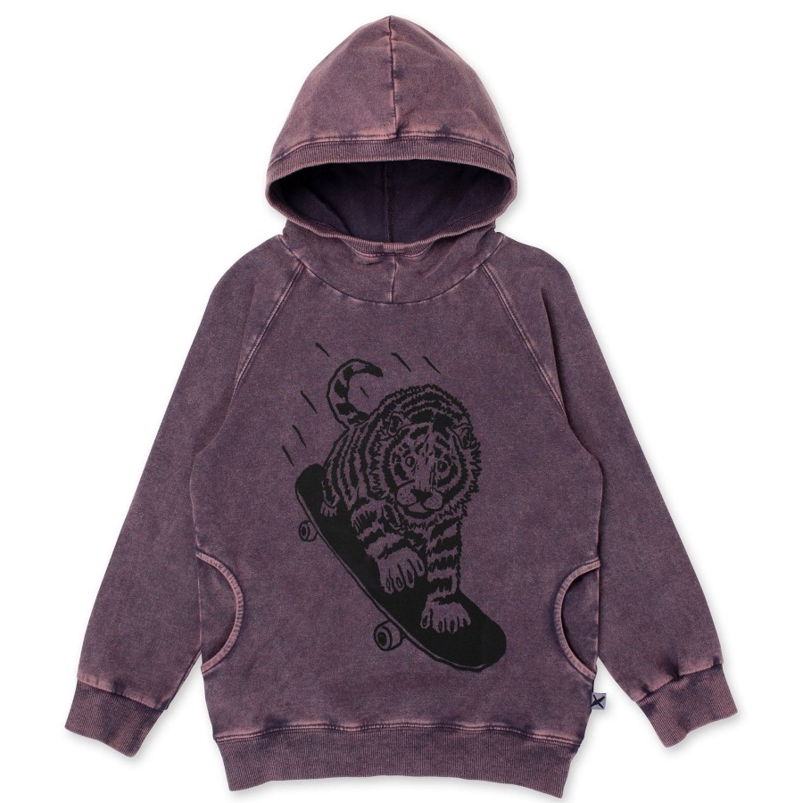 Baby [0-23M] Minti Jumpers | Minti Turbo Tiger Hood - Muted Purple Wash