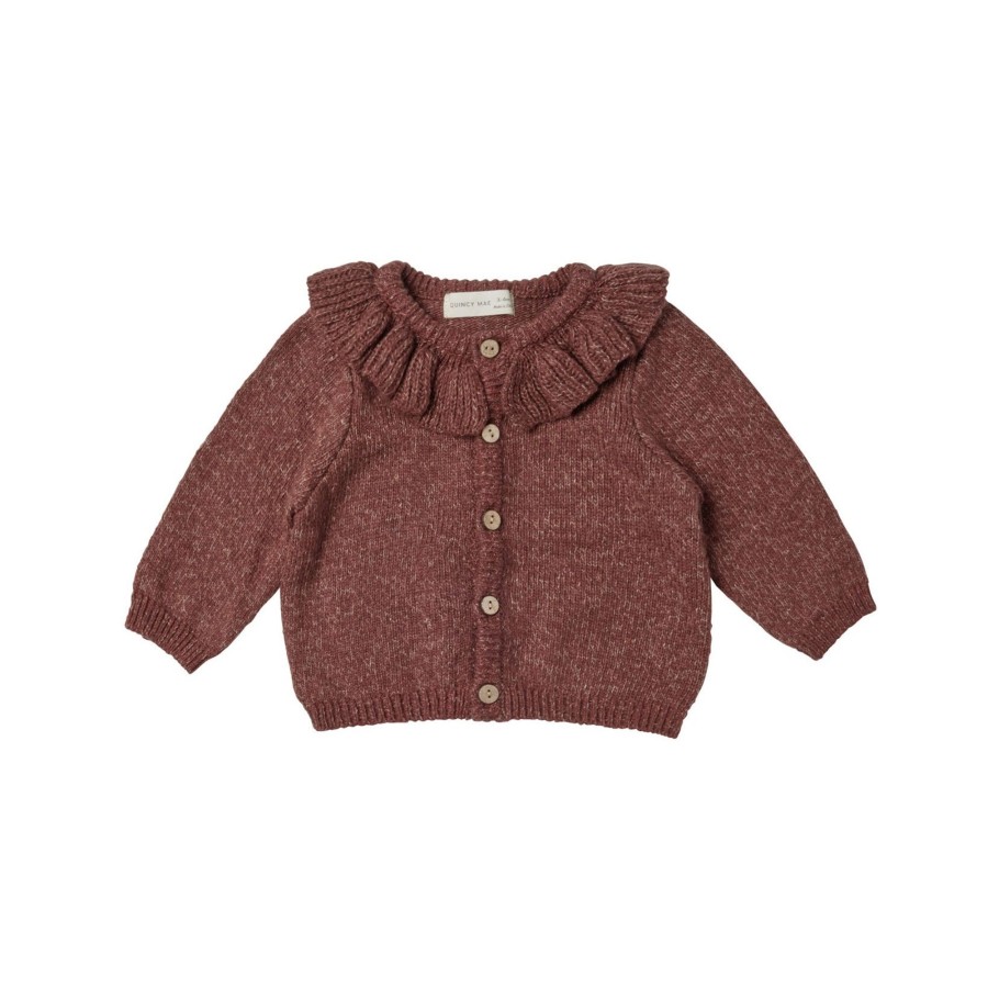 Baby [0-23M] Quincy Mae Outerwear | Quincy Mae Ruffle Collar Cardigan - Plum Heather