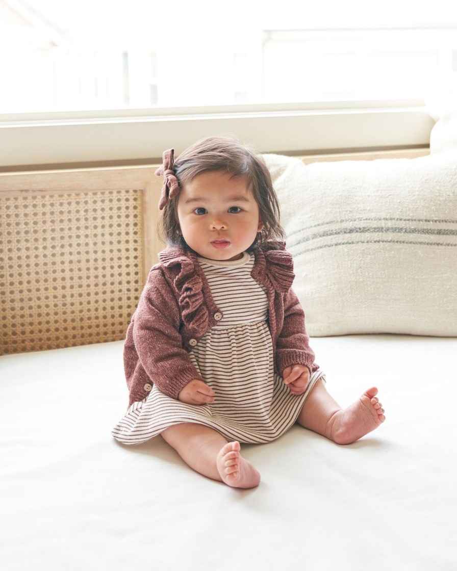 Baby [0-23M] Quincy Mae Outerwear | Quincy Mae Ruffle Collar Cardigan - Plum Heather