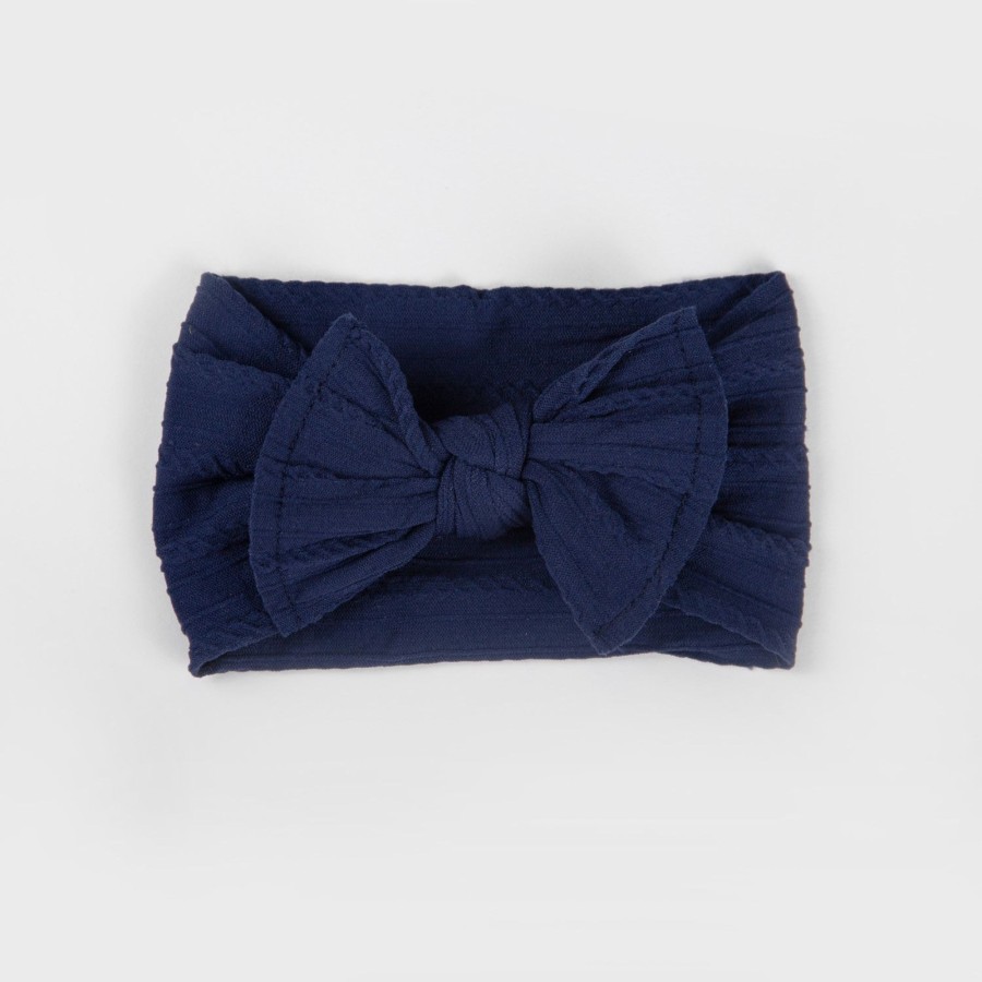 Baby [0-23M] Wild Kind Hair Accessories | Wild Kind Ayla Wide Bow Headband - Navy