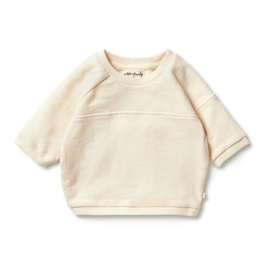 Child [2-14] Wilson & Frenchy Jumpers | Wilson And Frenchy Organic Terry Spliced Sweat - Eggnog