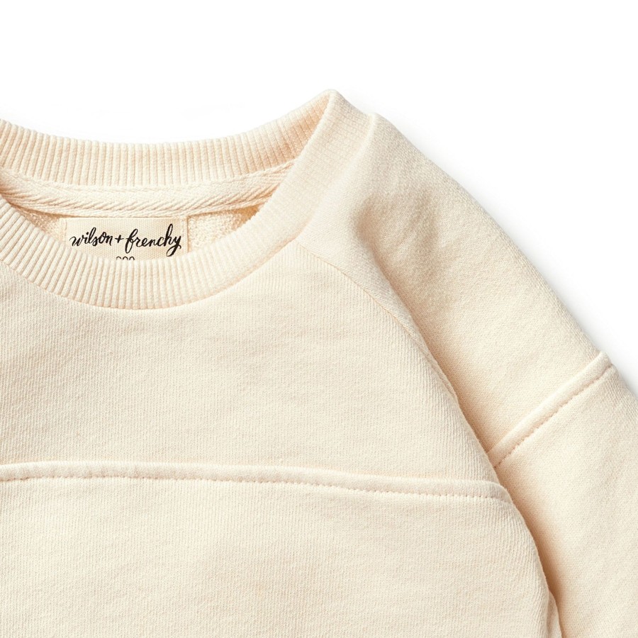 Child [2-14] Wilson & Frenchy Jumpers | Wilson And Frenchy Organic Terry Spliced Sweat - Eggnog